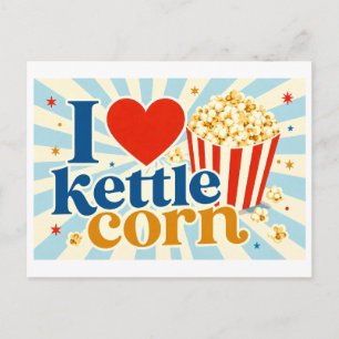 Carte Postale "J'adore le pop-corn à la poêle"