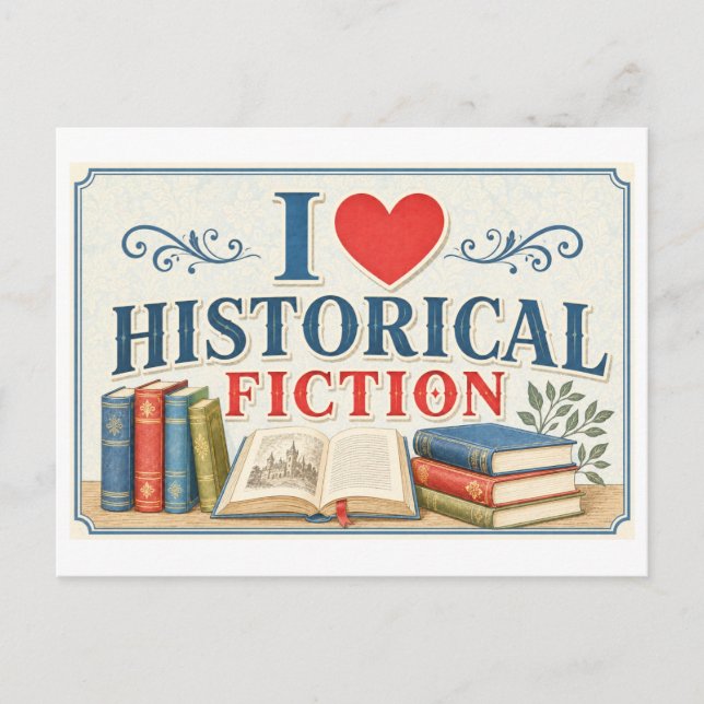 Carte Postale "J'adore le roman historique" (Devant)