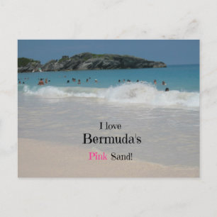 Carte Postale J'adore le sable rose des Bermudes !