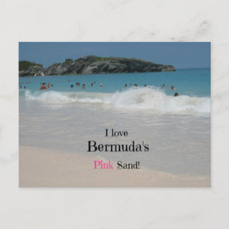 Carte Postale J'adore le sable rose des Bermudes !