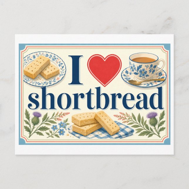 Carte Postale "J'adore le shortbread" (Devant)