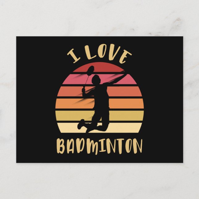 Carte Postale J'adore le smash sauté de badminton (Devant)
