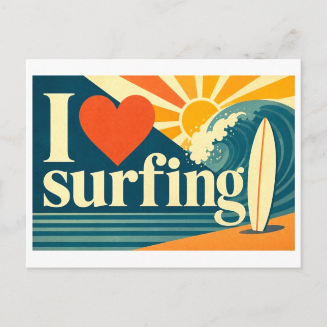 Carte Postale "J'adore le surf" (Devant)
