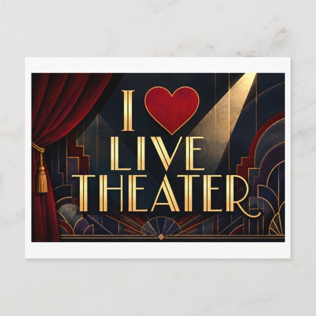 Carte Postale "J'adore le théâtre en direct" (Devant)