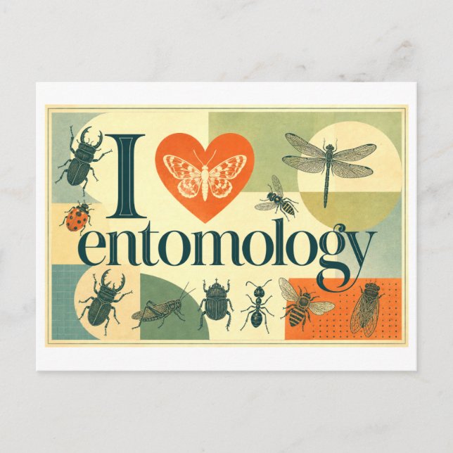 Carte Postale "J'adore l'entomologie" (Devant)