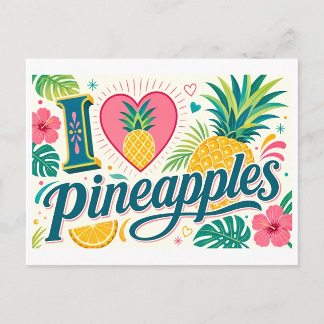 Carte Postale "J'adore les ananas" (Devant)