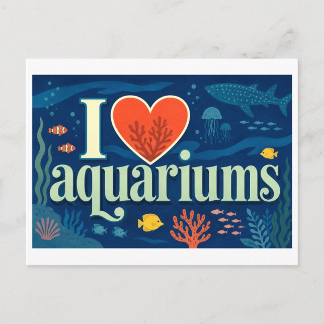 Carte Postale "J'adore les aquariums" (Devant)