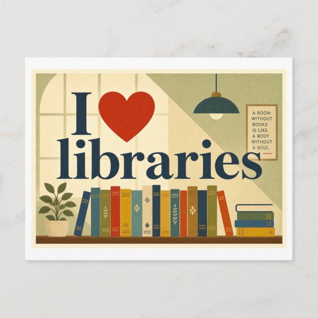 Carte Postale "J'adore les bibliothèques" (Devant)