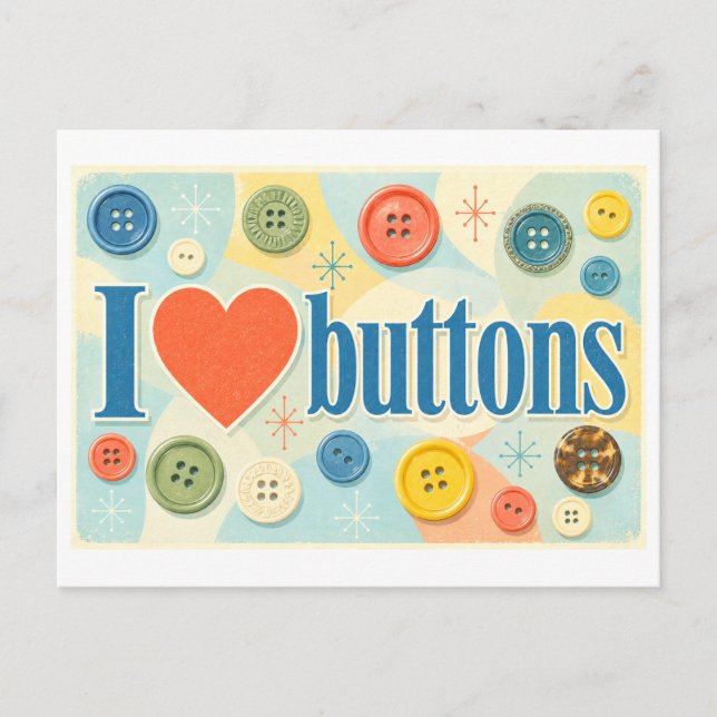 Carte Postale "J'adore les boutons" (Devant)