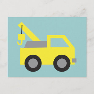 Carte Postale J'adore les camions, véhicule jaune mignon pour le