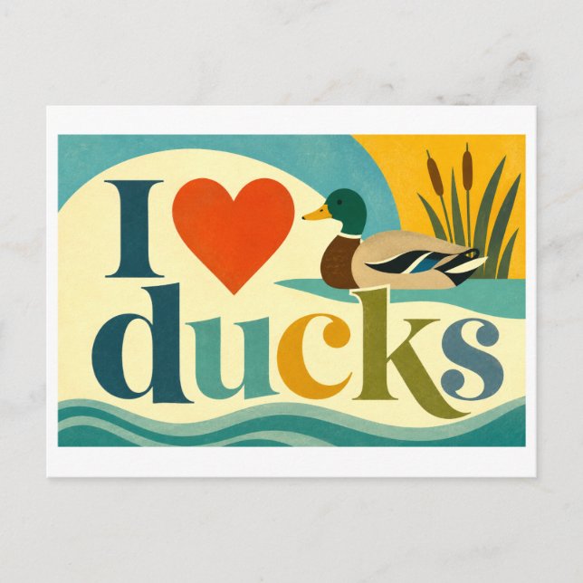Carte Postale "J'adore les canards" (Devant)