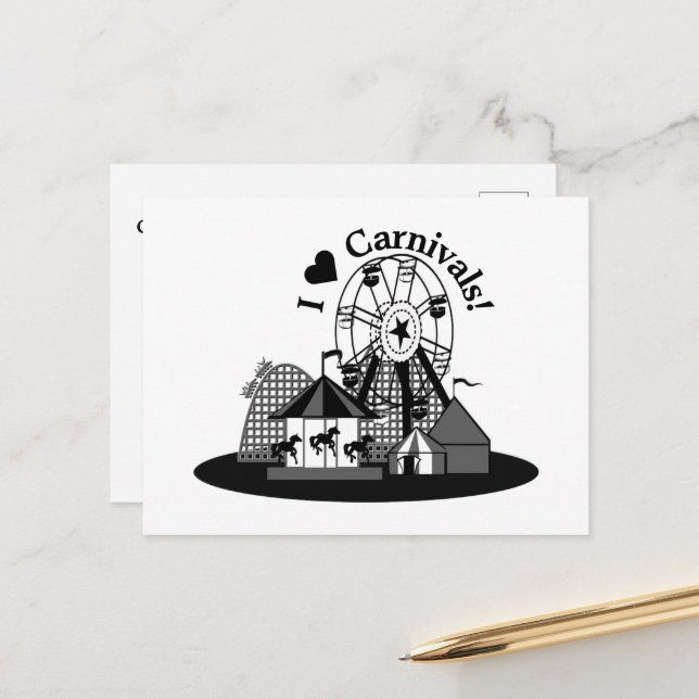 Carte Postale J'adore les Carnavals ! (Devant/Arrière en situation)