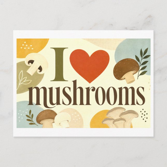 Carte Postale "J'adore les champignons" (Devant)