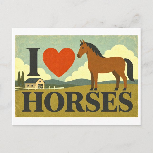 Carte Postale "J'adore les chevaux" (Devant)