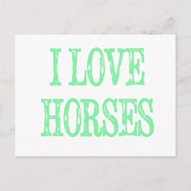 Carte Postale J'adore les chevaux vert pâle (Devant)