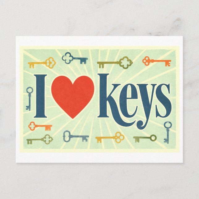 Carte Postale "J'adore les clefs" (Devant)