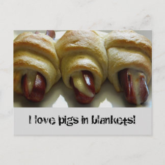 Carte Postale J'adore les cochons dans les couvertures !