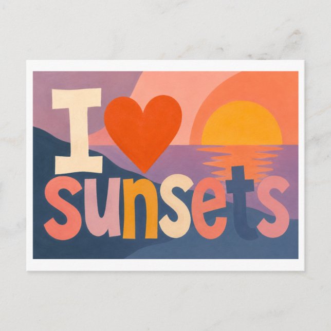 Carte Postale "J'adore les couchers de soleil" (Devant)