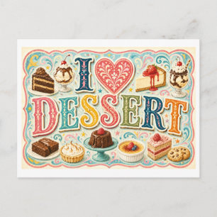 Carte Postale "J'adore les desserts"