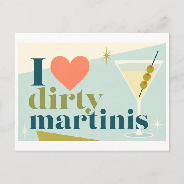 Carte Postale "J'adore les Dirty Martinis" (Devant)