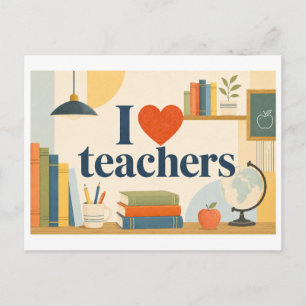Carte Postale "J'adore les enseignants"