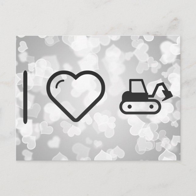 Carte Postale J'adore les excavateurs (Devant)