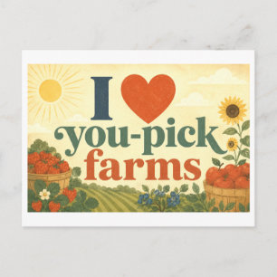 Carte Postale "J'adore les fermes de cueillette"