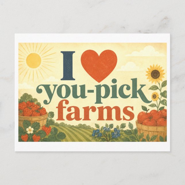 Carte Postale "J'adore les fermes de cueillette" (Devant)