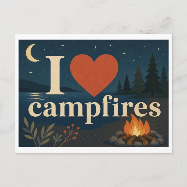 Carte Postale "J'adore les feux de camp" (Devant)