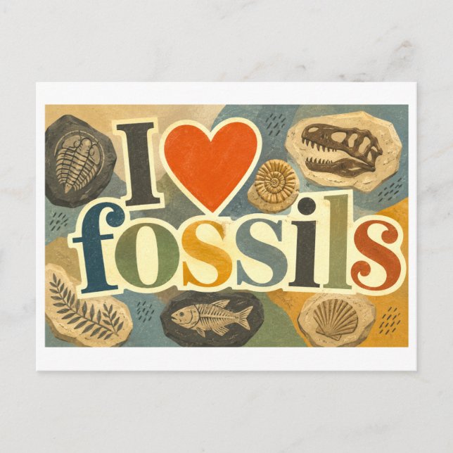 Carte Postale "J'adore les fossiles" (Devant)