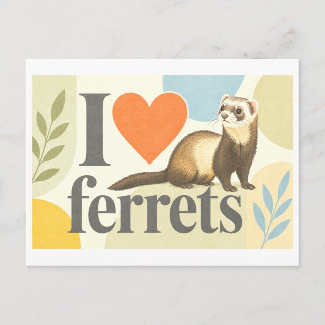 Carte Postale "J'adore les furets" (Devant)