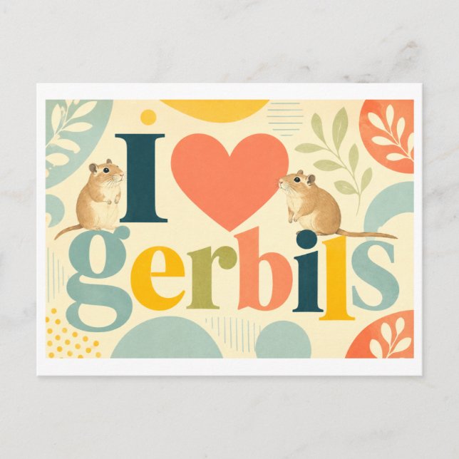 Carte Postale "J'adore les gerbilles" (Devant)