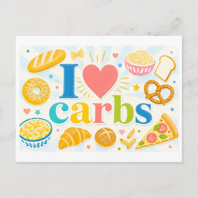 Carte Postale "J'adore les glucides" (Devant)