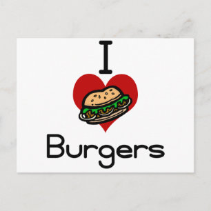 Carte Postale J'adore les hamburgers cardiaques