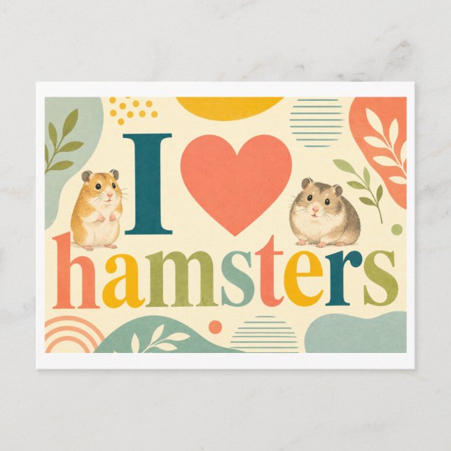 Carte Postale "J'adore les hamsters" (Devant)