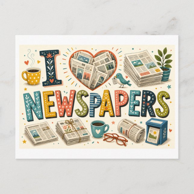 Carte Postale "J'adore les journaux" (Devant)
