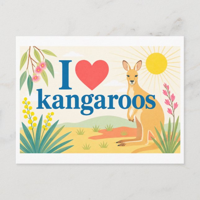 Carte Postale "J'adore les kangourous" (Devant)