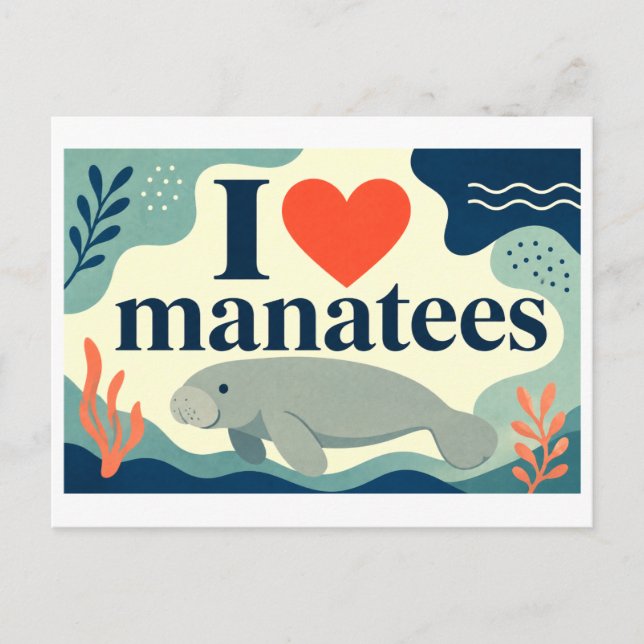 Carte Postale "J'adore les lamantins" (Devant)