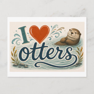 Carte Postale "J'adore les loutres"