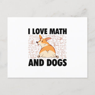 Carte Postale J'adore les maths et les chiens   Cadeaux mathémat
