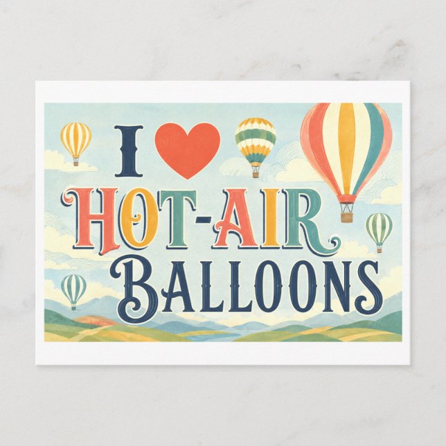 Carte Postale "J'adore les Montgolfières" (Devant)
