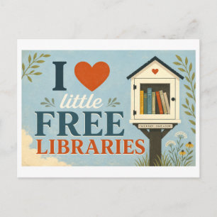 Carte Postale "J'adore les petites bibliothèques libres"