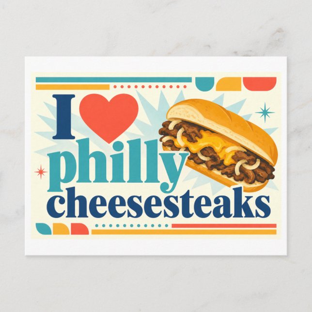 Carte Postale "J'adore les Philly Cheesesteaks" (Devant)