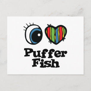 Carte Postale J'adore (♥) les poissons-globes