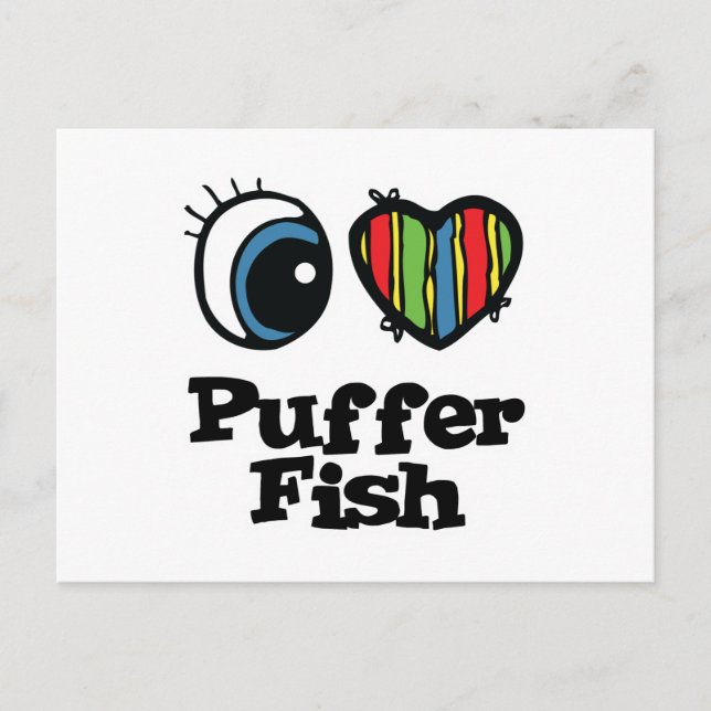 Carte Postale J'adore (♥) les poissons-globes (Devant)