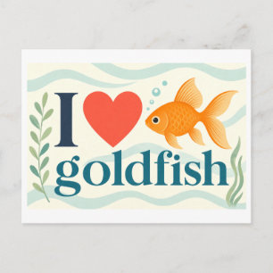 Carte Postale "J'adore les poissons rouges"