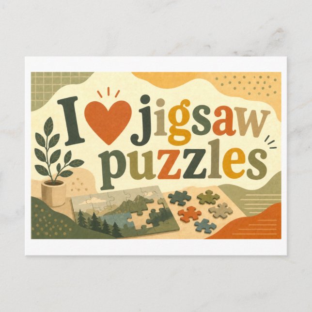 Carte Postale "J'adore les puzzles" (Devant)