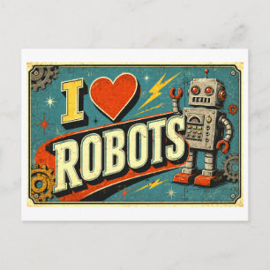 Carte Postale "J'adore les robots"