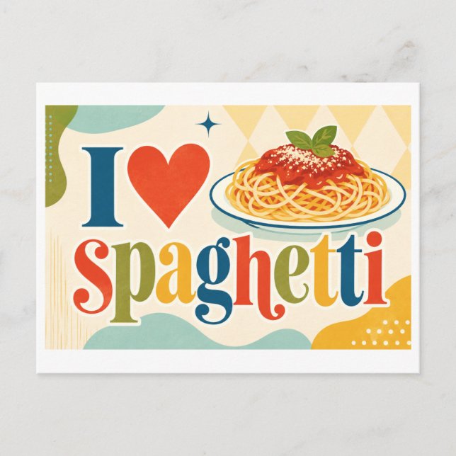 Carte Postale "J'adore les spaghettis" (Devant)