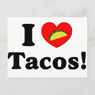 Carte Postale J'adore les tacos drôle amateur de Taco Tuesday